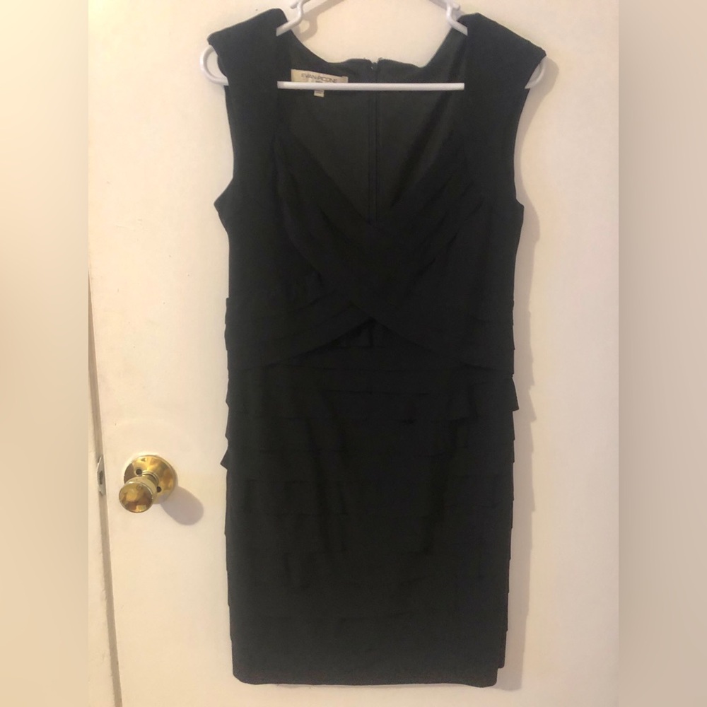 Evan Piccone Black Sleeveless Ruffle Cocktail Dress